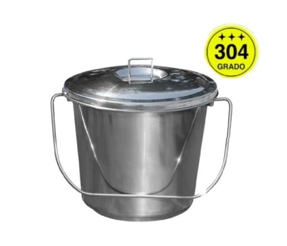 Balde con tapa 10 litros de acero inoxidable 1 Balde acero inoxidable con tapa 10 litros